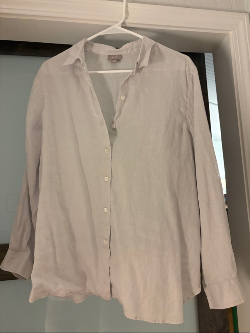 J. Jill Light Lavender/ Off white Linen Button-Front Top